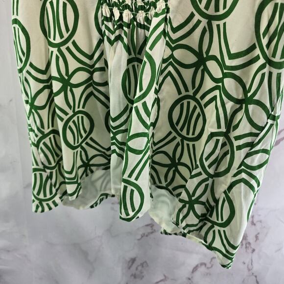 Anthropologie Top Womens Small Green White Tank Smocked Tie Knot Maeve Verena - Picture 7 of 11